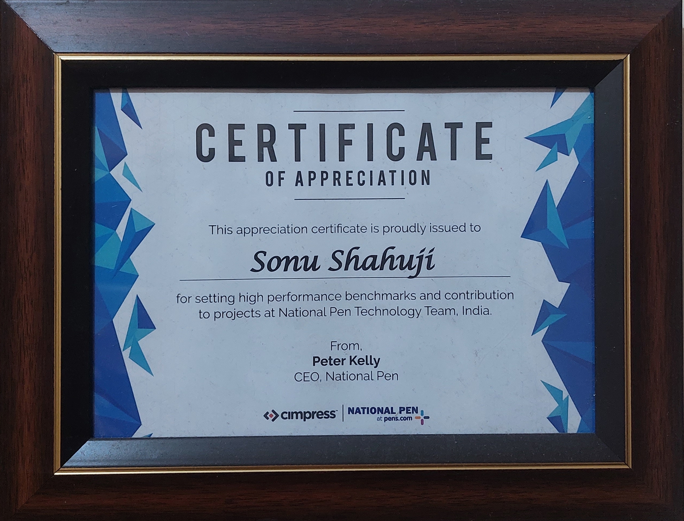 Certificate of Appreciation